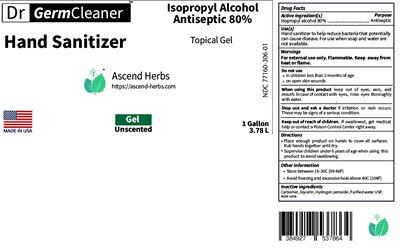 3785.41ml Ndc 77160-306-01 (01   Fda Gallon Gel Unscented)